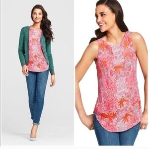Cabi 127 Pink Jubilee Printed Sleeveless Blouse Sz S